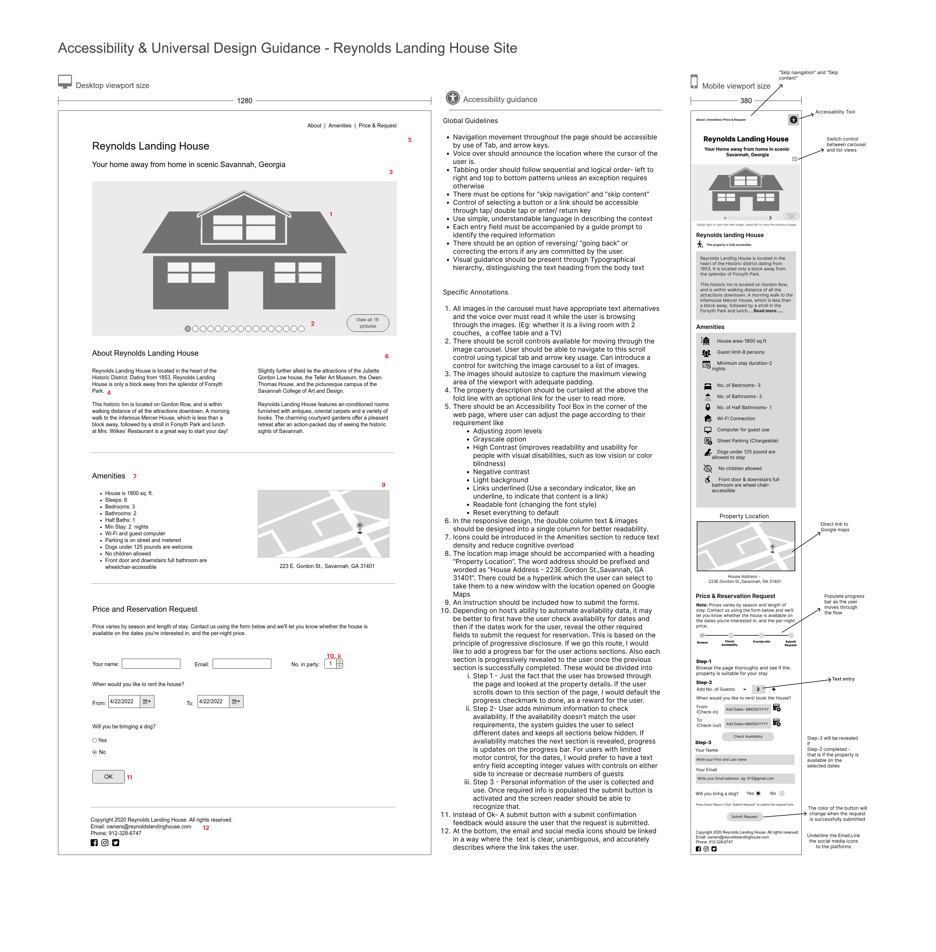 Accessibility evaluation for a Vacation Rental webpage