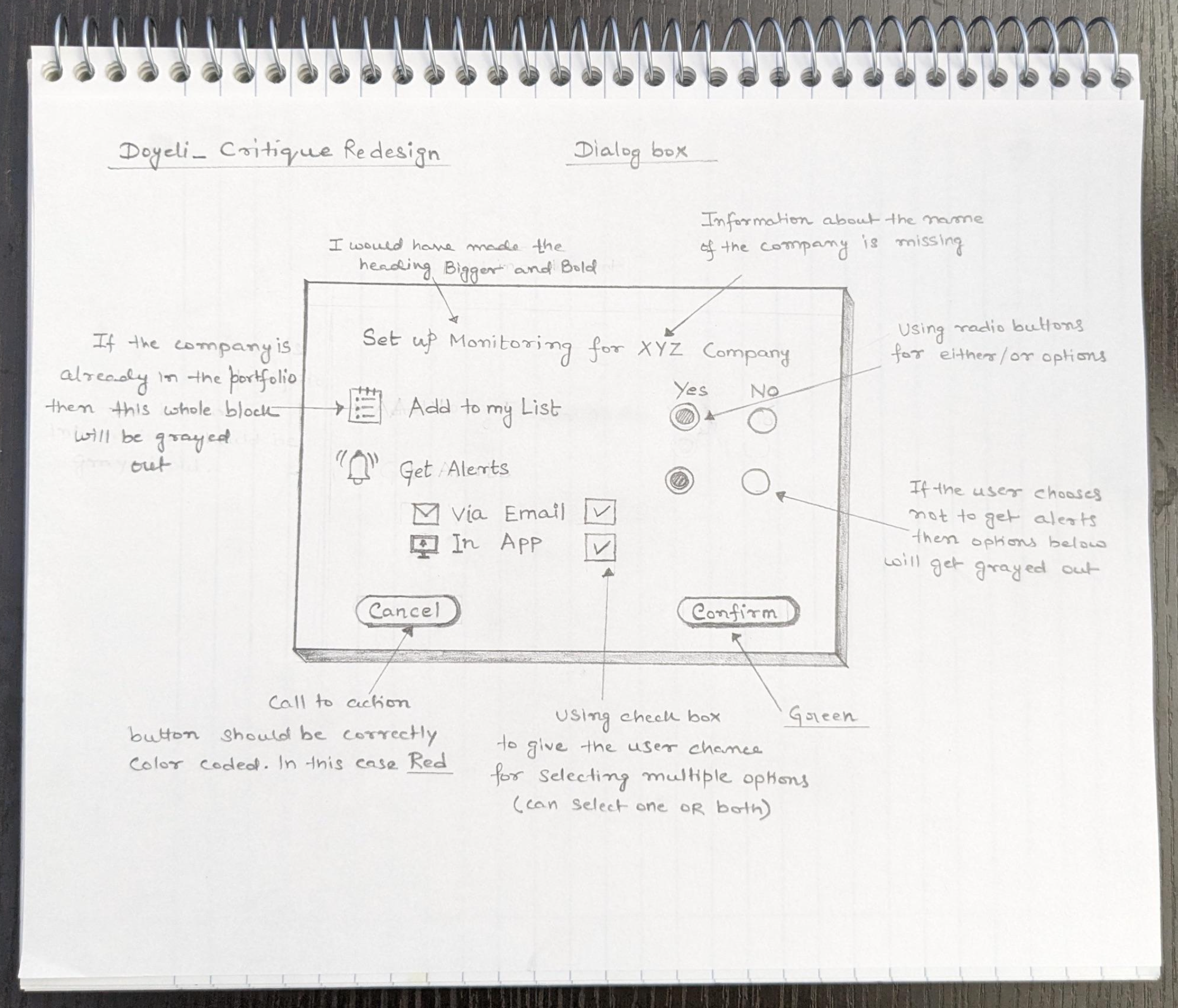 A critique and redesign of a dialog box for an internal application